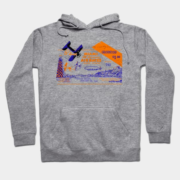 Historic 1933 Miami Air Races Ticket Hoodie by MotorManiac